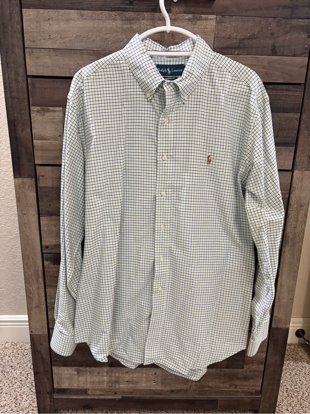 Polo Ralph Lauren Men’s XL Green Navy Check Plaid Long Sleeve Button Down Shirt